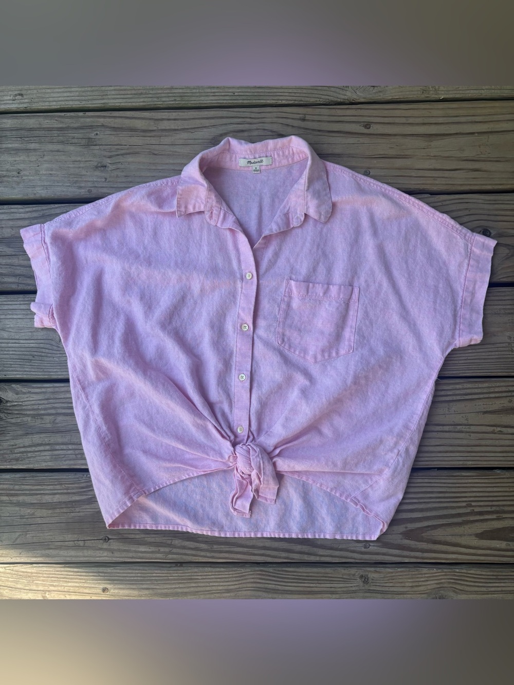 Madewell Linen Blend Tie Front Shirt